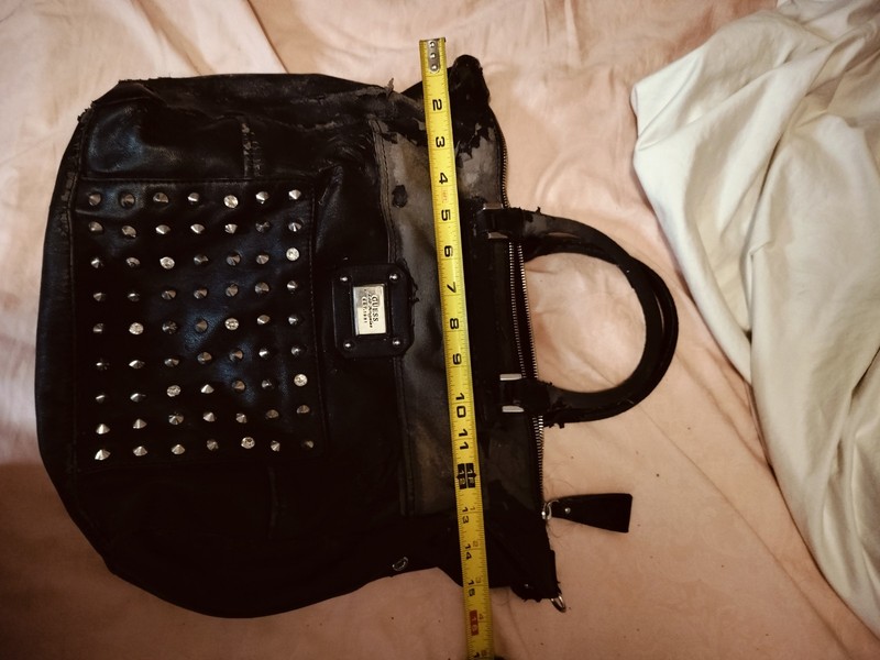 THRASHED Vintage Purse Guess Destroyed Grunge 90's Y2K Punk Metal Black Leather gallery