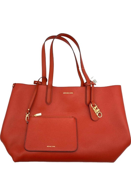 Michael Kors Eliza XL Pebbled Leather Reversible Tote Bag Terracotta