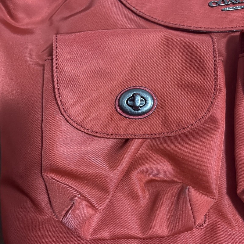 Coach Nylon Backpack Red Billie Charlie F58814 Silver Hardware Drawstring Bag gallery