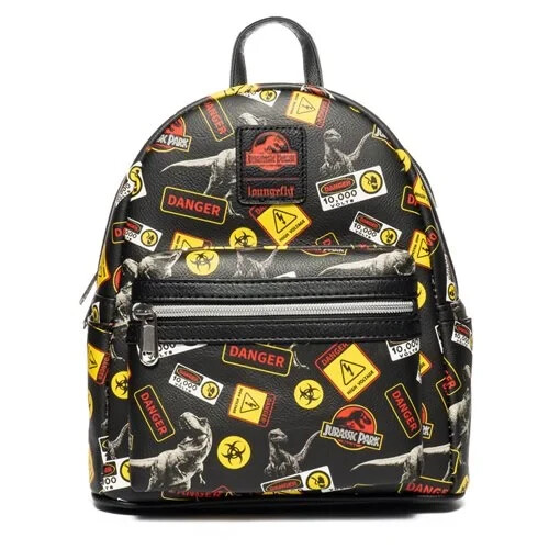 Loungefly Jurassic Park Warning Signs Mini Backpack – New