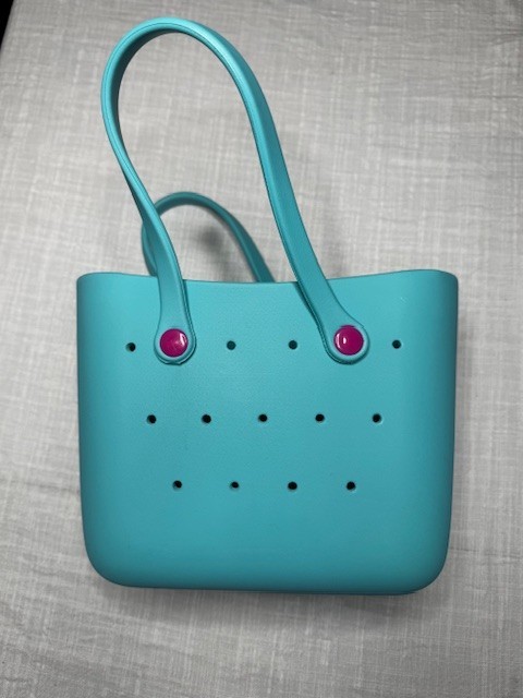 Barbie Miniso Bogg Style Eva Blue Tote Beach Lunch Bag With Charms gallery