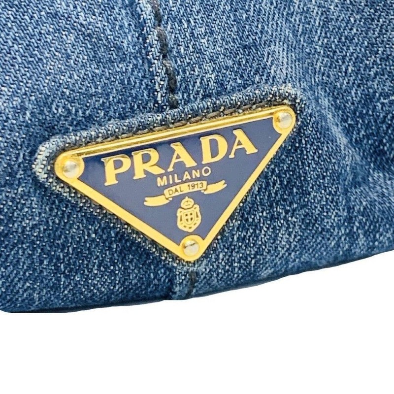 PRADA Ladies Denim Tote Bag Handbag CANAPA B1877B with Guarantee Card gallery
