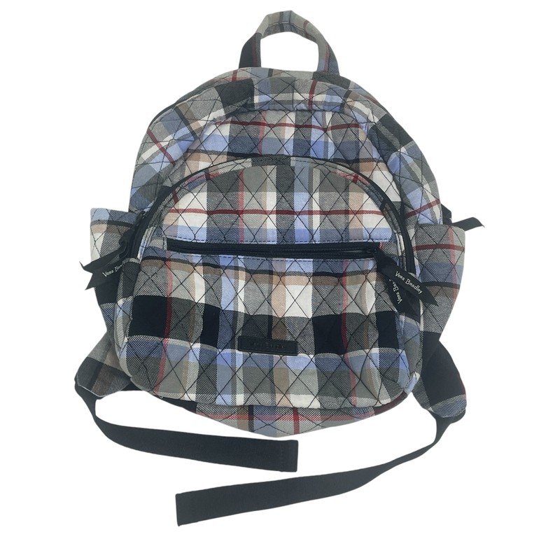 Vera Bradley Perfectly Plaid Blue Tan Black Quilted Small Bag Compact Backpack