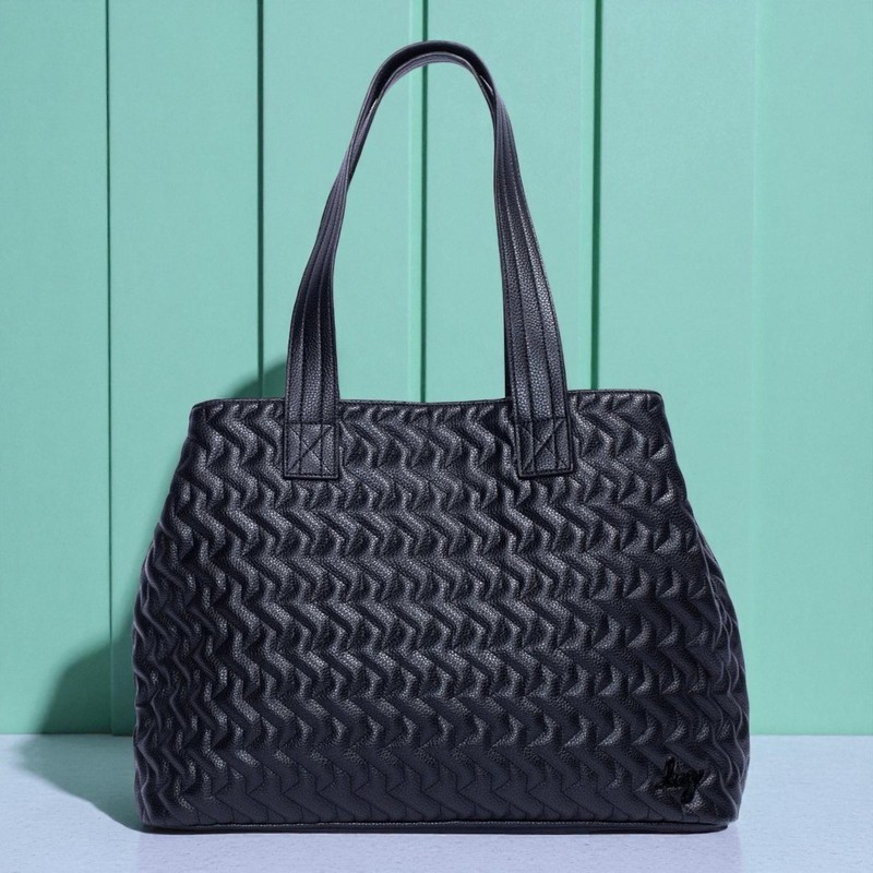 NEW ❤️ Lug Tempo Black Vegan Leather Multi-Compartment XL Tote