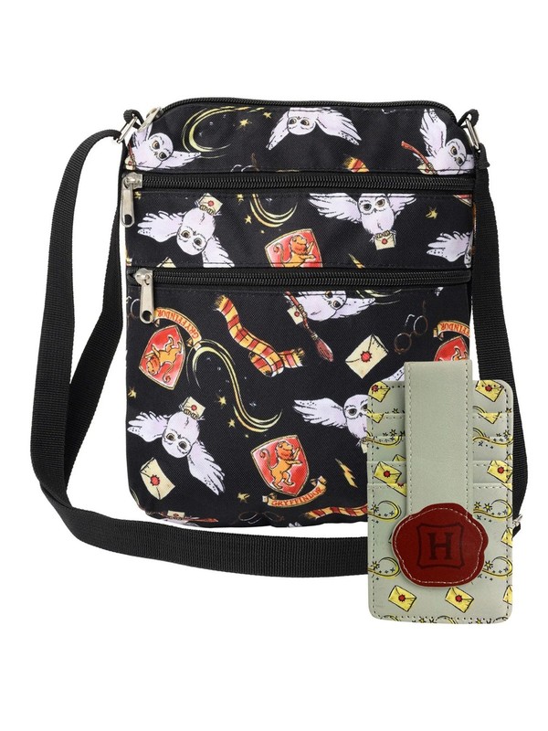 Women’s Harry Potter Crossbody Bag & Hogwarts Seal Card Holder Wallet Gift Set