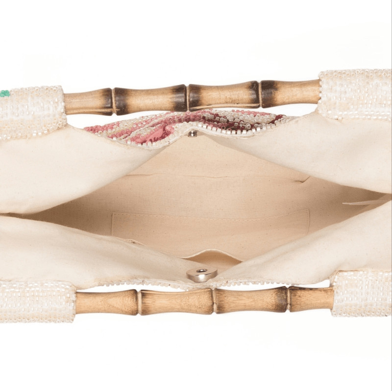 Chic Embroidered Pink and Cream Shoulder Bag gallery