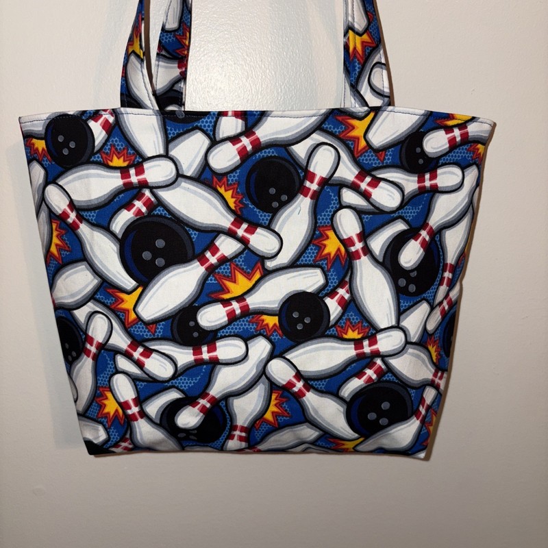 Handmade Bowling Pins & Balls Tote Bag Purse