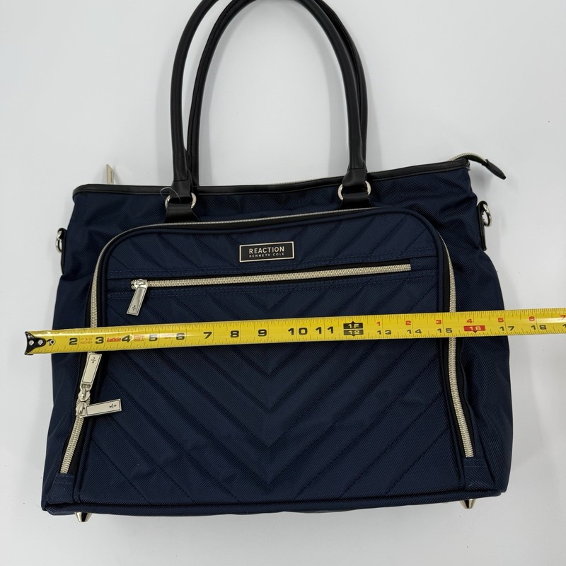 Kenneth Cole Reaction 15-17” Laptop Tote Bag Navy Quilted Work Business gallery