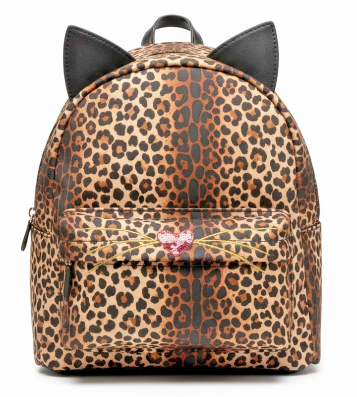 T-SHIRT & JEANS Small backpack Leopard Print Cat Face shoulder bag