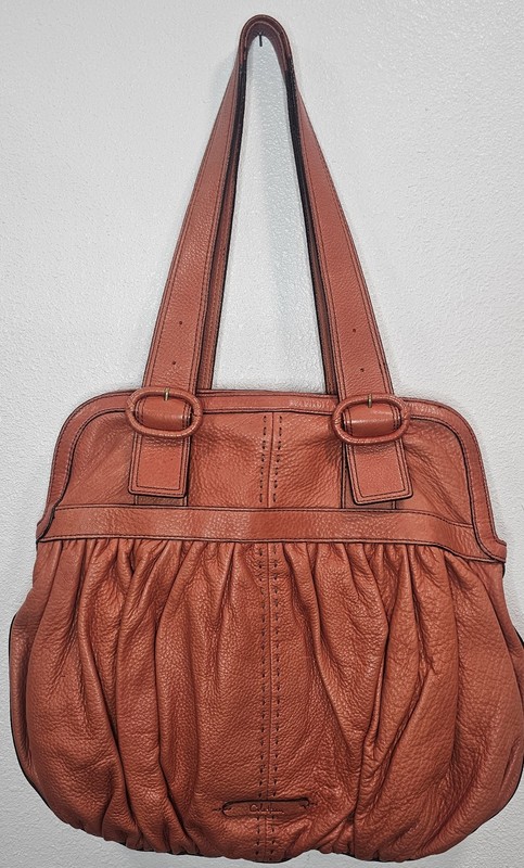 Cole Haan Boho Shoulder Bag Satchel Burnt Orange Soft Peppled Leather