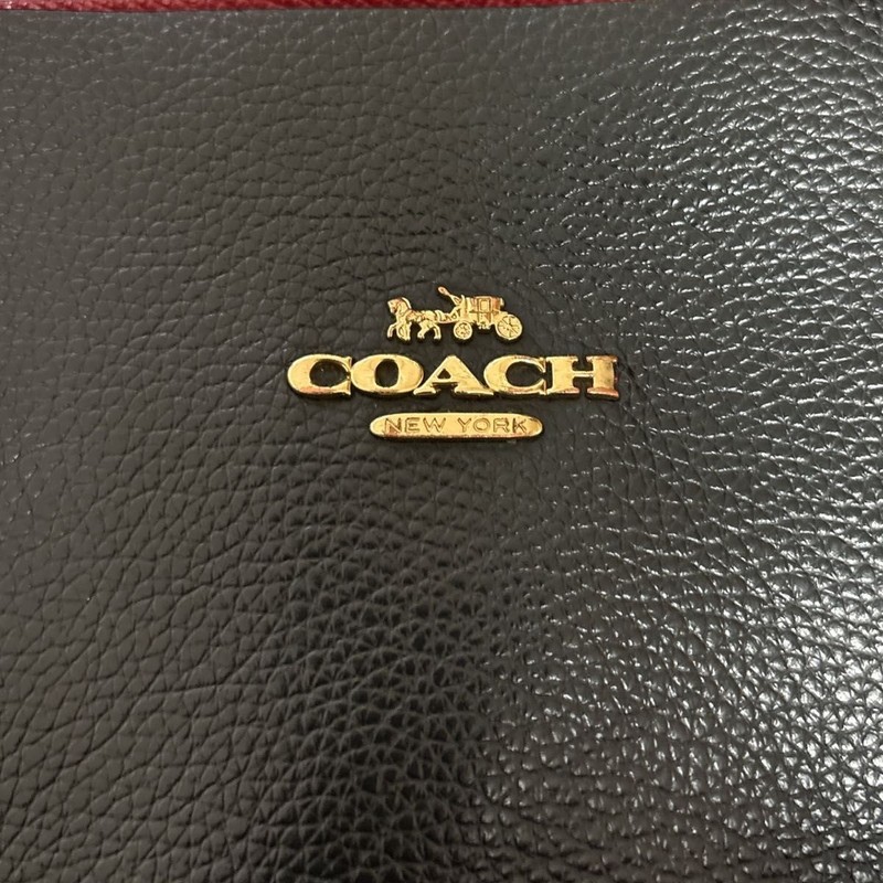 COACH M2040-1671 Black Tote Bag Handbag Leather Gold Hardware Used gallery