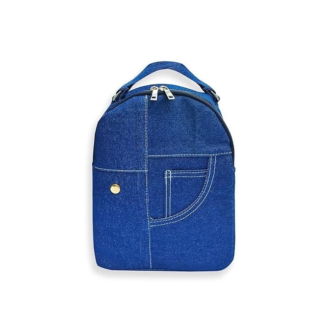 Stylish Denim Backpack for Women & Girls Multipocket College Bag with Adjustable