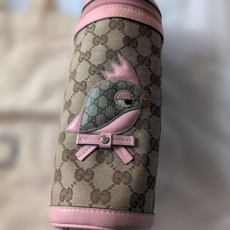 GUCCI Baby Bottle Case PET Bottle Case Beige Pink GG Cavas gallery