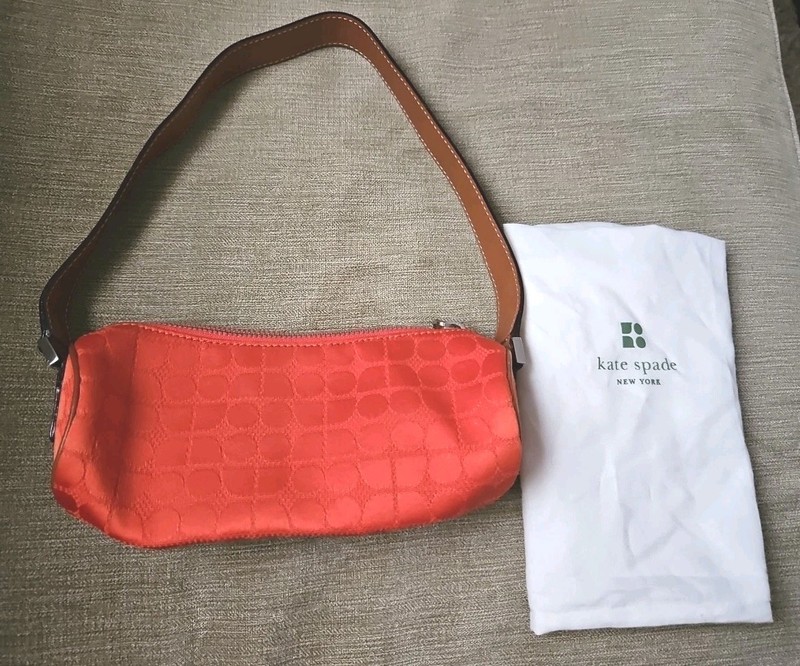 Authentic Kate Spade New York Classic Dot Noel printed Orange Bag Small Vintage