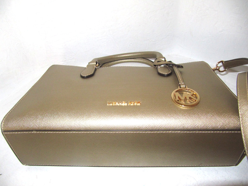 Michael Kors Arden Medium Top Zip Pale Pale Gold Satchel NWT $398 gallery