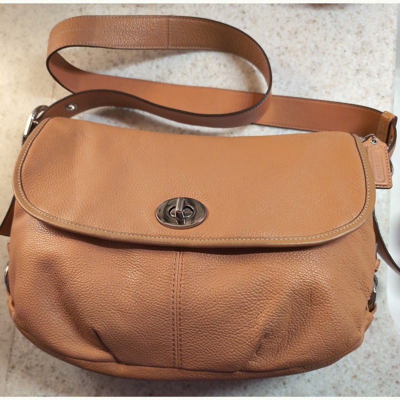 Coach Bag Turnlock Legacy Pebble Leather Crossbody Flap F15170 Tan
