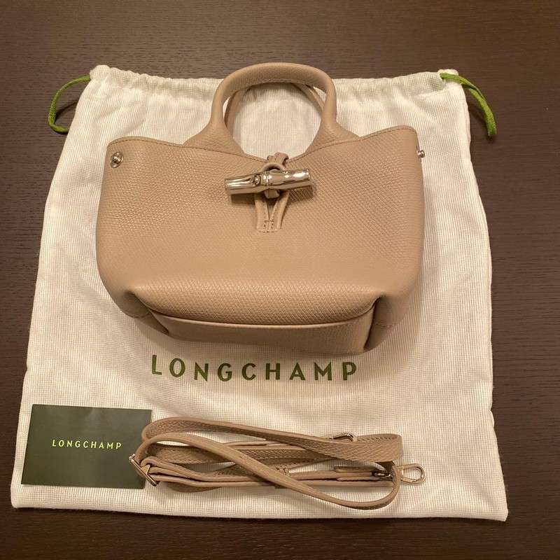 Longchamp Le Roseau XS Top Handle Bag Leather Black Crossbody New EX