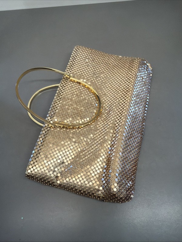 Vtg SHINY GOLD SEQUIN Night Out Clutch NANCY SCOTT Style Unmarked Bt50 gallery