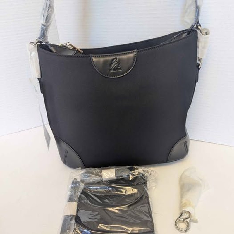 NWT Joy Mangano Black Drop Bag Convertible Shoulder Purse w Wallet Wristlet Key