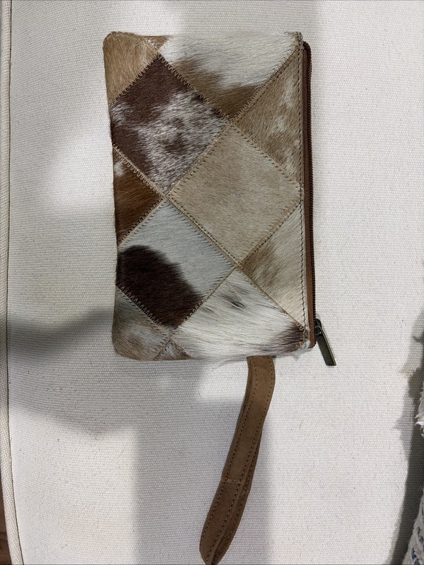 The Royal Standard Leather Suede Patchwork Cowhide Hair Western Wristlet Pouch