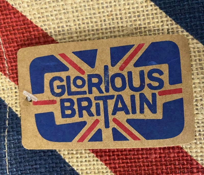 Glorious Britain Union Jack Jute Tote Bag W/Crown Design & Handles 16"H X 14.5"W gallery