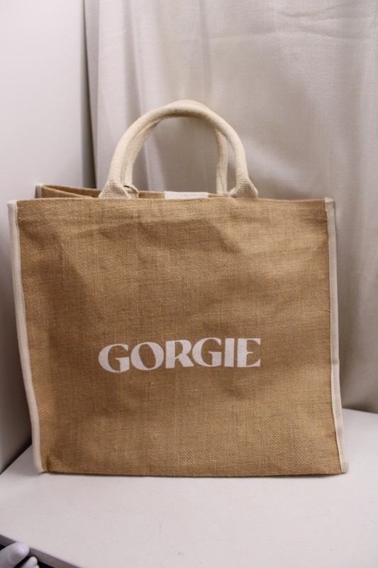 Gorgie tote bag canvas beige natural jute 15X13X8in Rope Handles