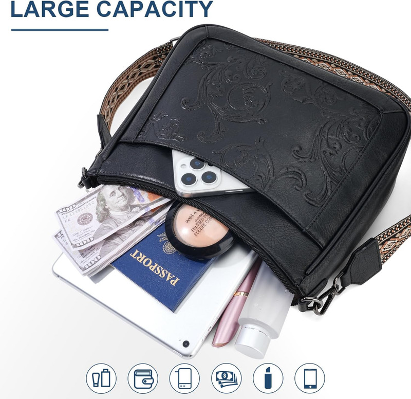 Crossbody Bags for Women,Vegan Leather Crossbody Purse with Adjustable Strap Emb gallery