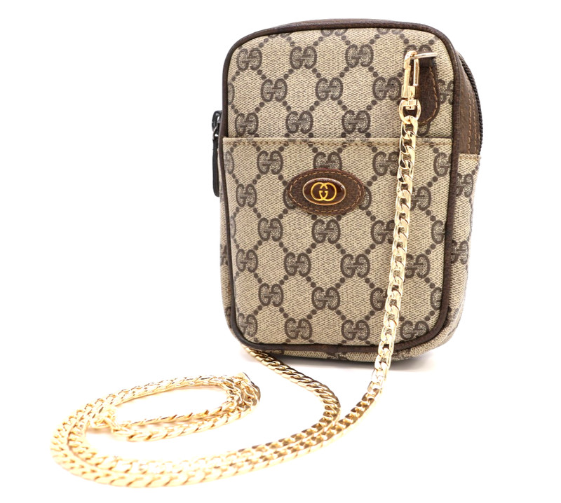 Gucci Vintage Mini crossbody bag Shoulder Bag Purse GG Supreme Brown Authentic