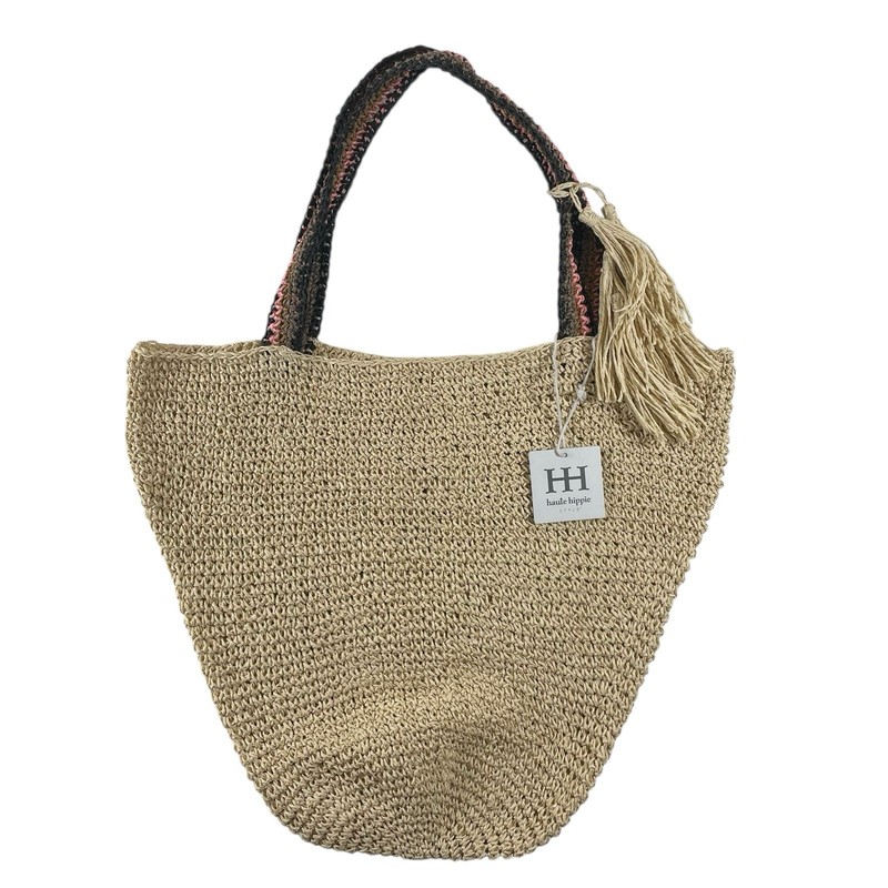 NEW Haute Hippie Tote Beach Bag Straw Woven Raffia Large