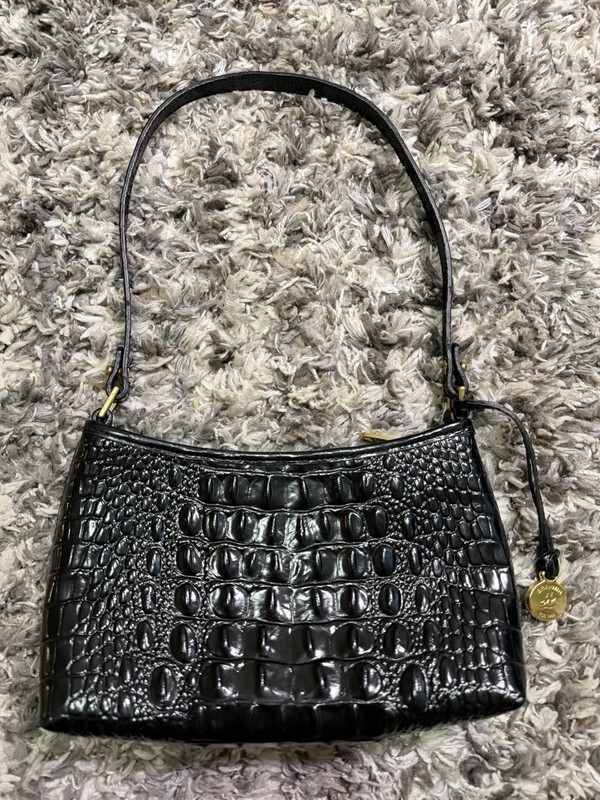 Brahmin Mini Anytime Small Shoulder Bag Black Croc Leather Melbourne