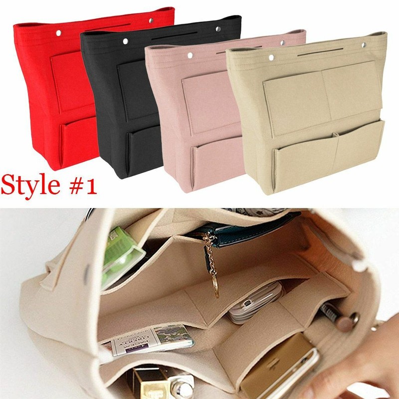 Multi-Pocket Tall Long Insert Bag Felt Purse Handbag Bag Liner Tote Organizer US gallery