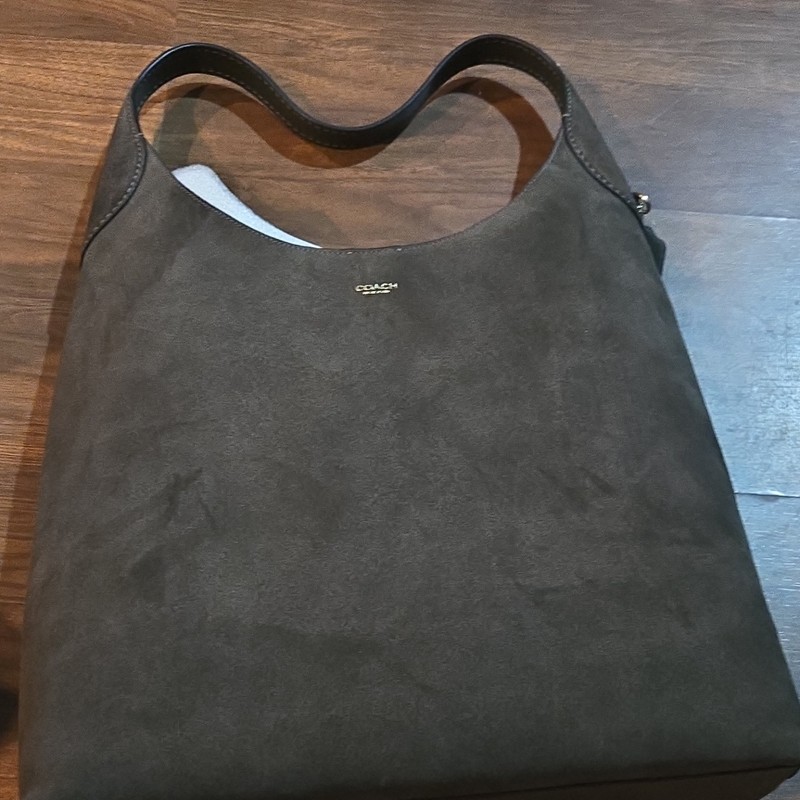 Coach Brooklyn 39 Olive Suede Shoulder Bag Charm & Gold Hardware