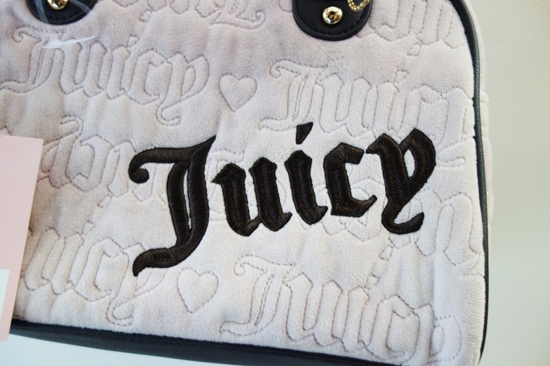 Juicy Couture Vintage Dreams Satchel Size Medium Velvet Dusty Pink Brown NWT! gallery