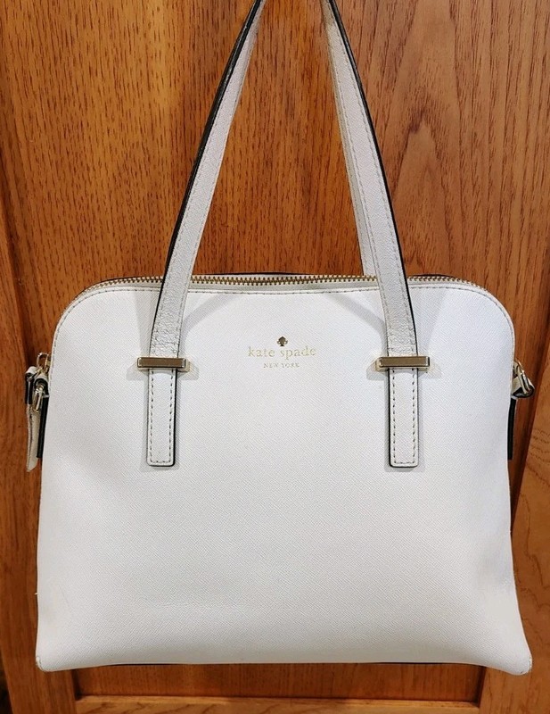 Kate Spade Cedar Street Maise Ivory Satchel Crossbody Bag Leather Purse B70