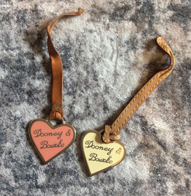 Vintage Y2K Dooney & Bourke Enamel Hearts Fobs Hang tags Bag Charms 🩷🤍