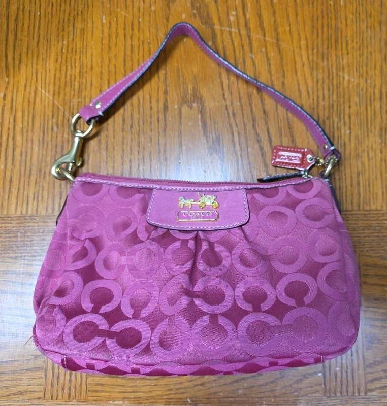 Coach Madison Op Art Handbag Pouch Mini Pink 41991 Pleated Mini Purse Bag Y2K