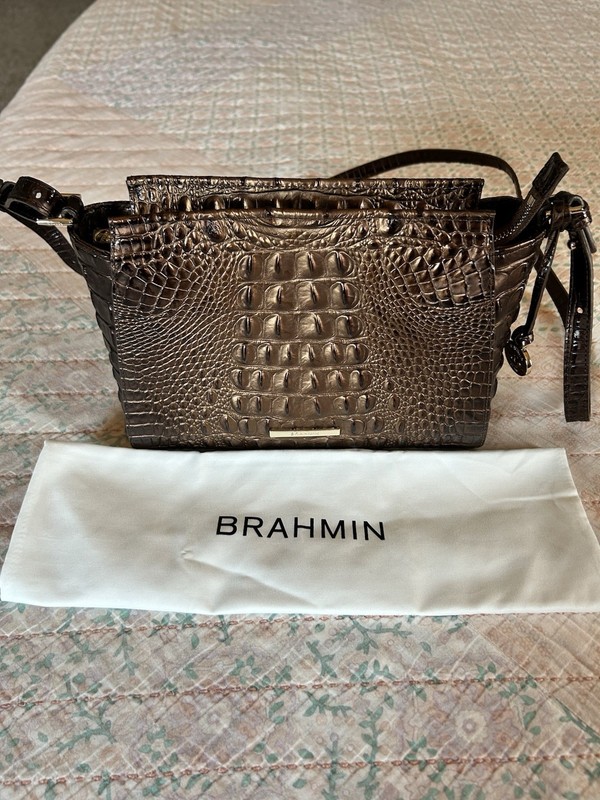 EUC Brahmin Hillary Ganache Ombré Melbourne Leather, Chocolate Brown Gorgeous!