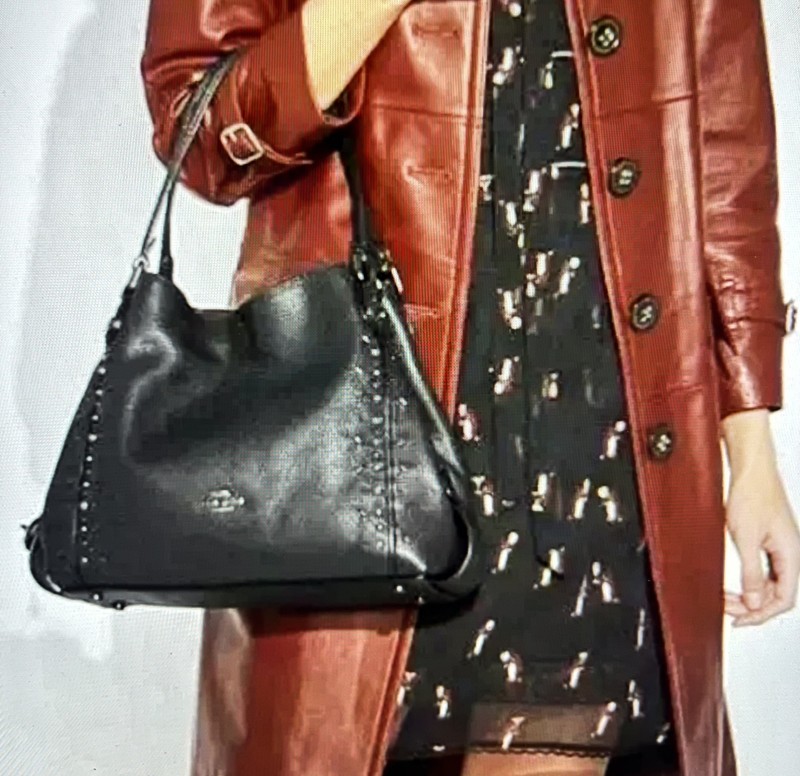 Rare Coach Prairie Rivets Edie 31 Pebbled Leather Shoulder Bag in Black