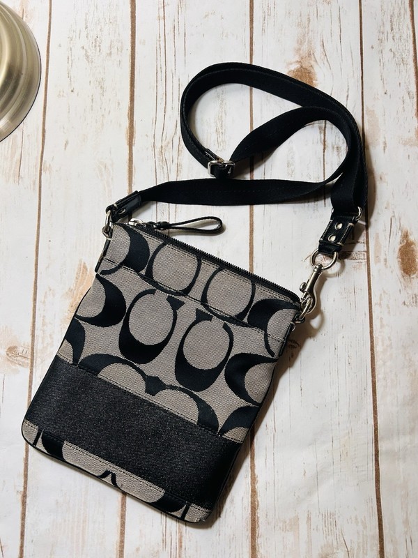Coach Signature Striped Canvas Crossbody Bag C Monogram