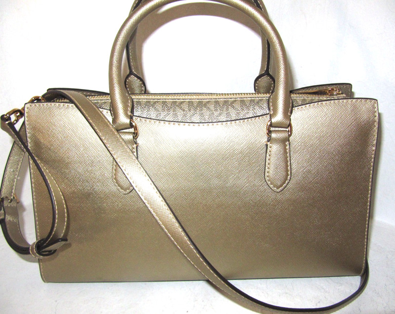 Michael Kors Arden Medium Top Zip Pale Pale Gold Satchel NWT $398 gallery