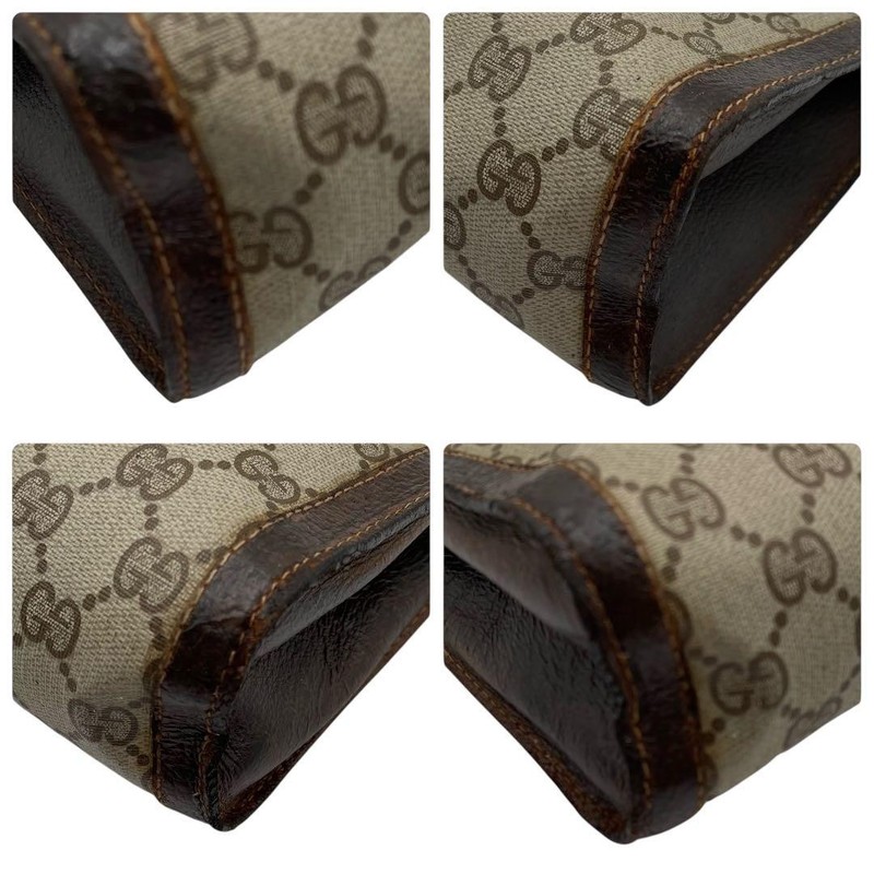 Gucci Clutch Bag GG Supreme Sherry Line Web Stripe Brown Beige Canvas Leather gallery