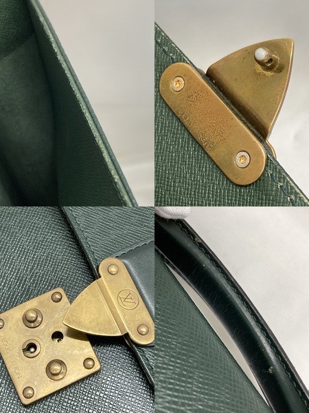 Louis Vuitton Taiga Business Bag Green Leather Briefcase VI1906 Used gallery