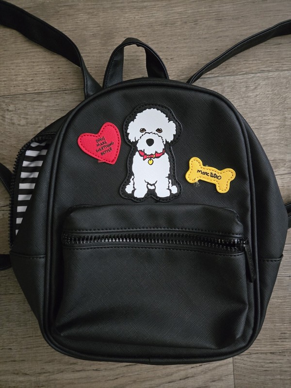 MARC TETRO Black Mini Backpack Bichon Frisé Adjustable Straps Cute Travel *EUC" gallery
