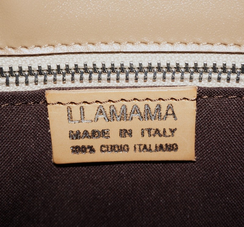 LLAMAMA MILANO Beige Leather Structured Tote Handbag Crossbody ITALY *CREASES gallery