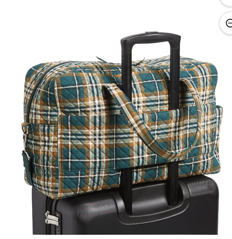 VERA BRADLEY COTTON WEEKENDER TRAVEL BAG ORCHARD PLAID NEW