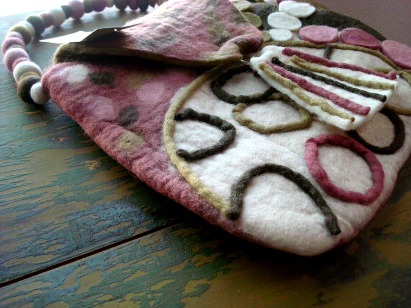 Rising Tide Felted Multi-Color Wool Hippie Bag Flap Boho Festival Shoulder Purse gallery