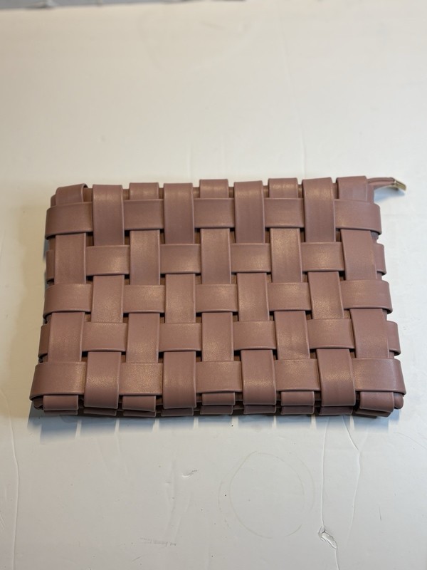 Lindy Pink woven clutch Anthropologie removable cross body strap bag No Strap .