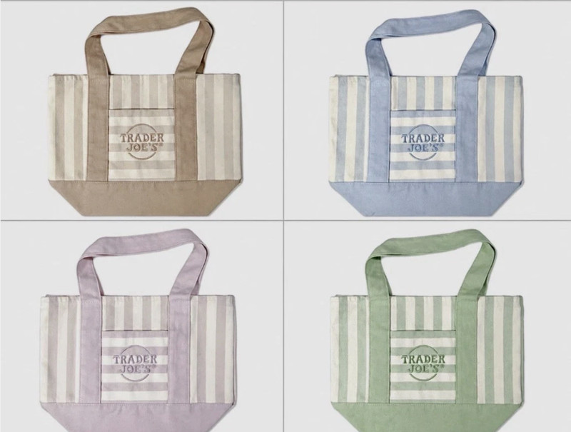 Trader Joe’s Mini Pastel Stripe Canvas Tote Bag Limited Edition Set Of 4