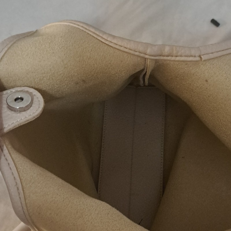 Women’s Beige Solid Shoulder Bag Strap Accent Snap Closure Silver Hardware