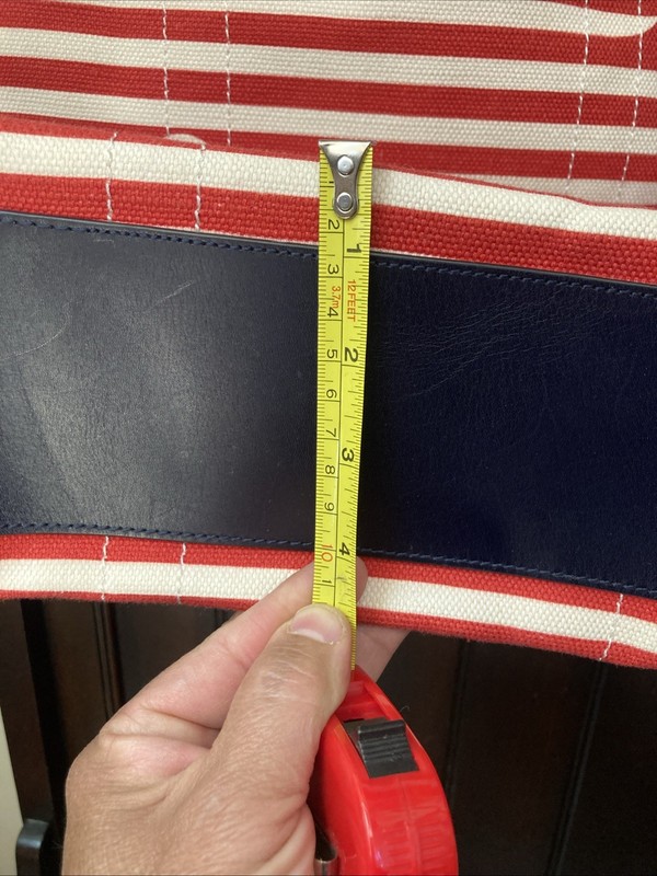 Draper James Candy Cane Stripes & Bows Canvas Leather Straps Tote Purse Book Bag gallery